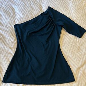 Susana Monaco One-Shoulder Top in Deep Peacock Blue - size M